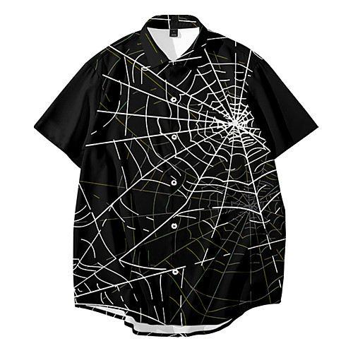 

Men's Shirt 3D Print Spider Animal Button-Down 3D Print Short Sleeve Daily Tops Casual Fashion Black