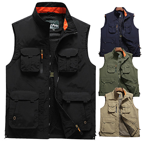

Men's Hiking Vest / Gilet Fishing Vest Work Vest Outdoor Breathable Quick Dry Sweat-Wicking Wear Resistance Autumn / Fall Spring Summer Top Camping / Hiking Hunting Fishing Black khaki Army Green