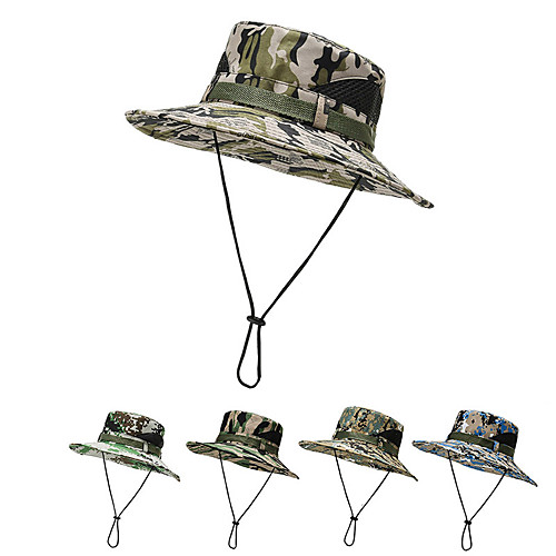 

Men's Hats Fishing Hat Portable Ultraviolet Resistant Breathability Comfortable Camo Spring & Summer Terylene Cotton Hunting Fishing Camping / Hiking / Caving Everyday Use Army Green Camouflage Blue