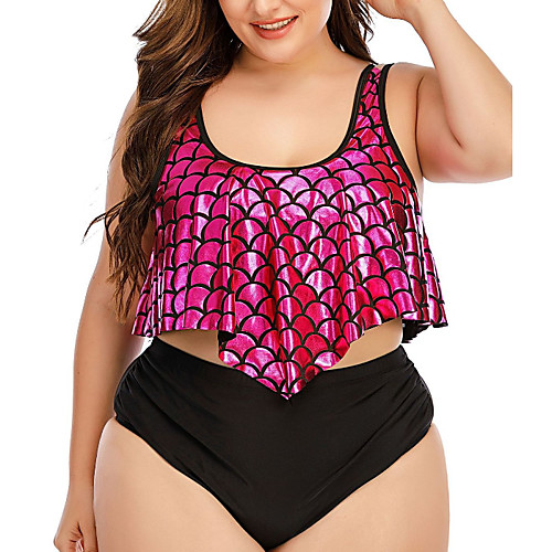 

Women's Bikini 2 Piece Swimsuit Open Back Slim Color Block Geometric Photo Color Plus Size Swimwear Padded Strap Bathing Suits New Fashion Sexy