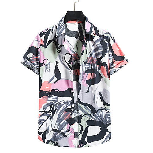 

Men's Shirt 3D Print Graphic Prints Print Short Sleeve Vacation Tops Blushing Pink