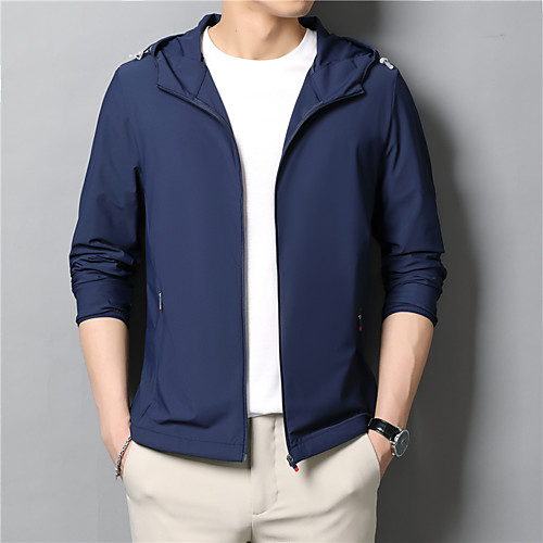 

Men's Waterproof Hiking Jacket Hiking Skin Jacket Hiking Windbreaker Outdoor Solid Color Waterproof Lightweight UV Sun Protection Windproof Jacket Hoodie Top Elastane Full Zip Hunting Fishing Climbing