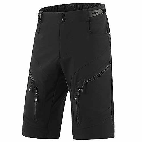 

mtb shorts men baggy, breathable quick dry mtb shorts loose fit mountain bike pants with 4 zip pockets waterproof cycling bottoms, for outdoor bicycle downhill sports,black,xxl