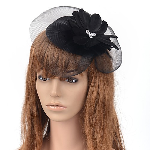 

Romantic Retro Tulle Fascinators with Feather / Floral / Crystals 1 Piece Special Occasion / Party / Evening Headpiece