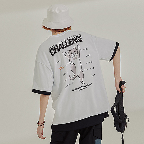 

Men's Unisex T shirt Hot Stamping Cat Graphic Prints Animal Plus Size Print Short Sleeve Casual Tops 100% Cotton Basic Casual Fashion White Black
