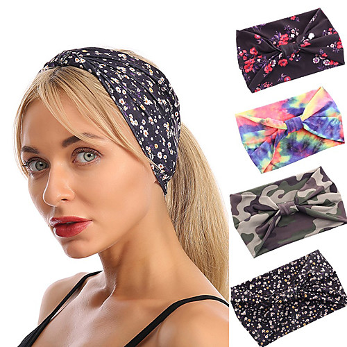 

3 pcs Amazon's New Elastica Anti-leaf Printing Camouflage Wide-sided Headband Sports Headband Ladies Hair Accessories