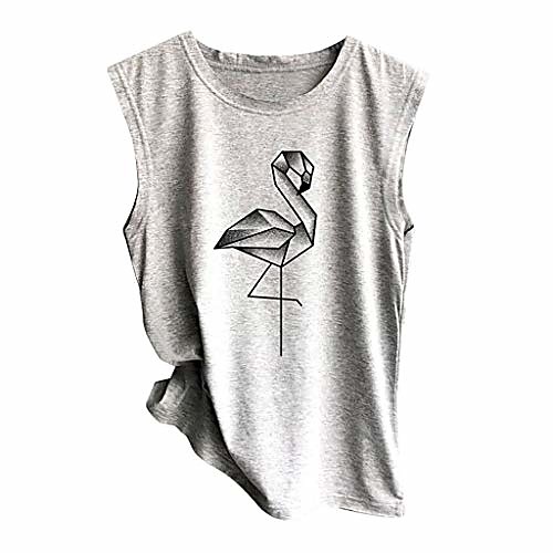 

hotkey women's sleeveless tops summer animal printed t-shirt graphic tees tops casual loose tees blouse tank top vest gray