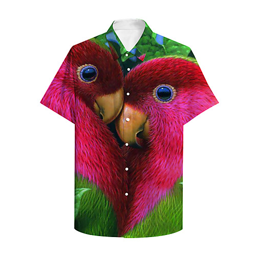 

Men's Shirt Other Prints Graphic Animal Button-Down Print Short Sleeve Daily Tops Fashion Classic Red