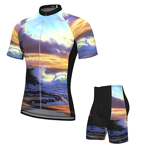 

Men's Short Sleeve Cycling Jersey with Shorts Spandex Purple Bike Breathable Quick Dry Sports Nature & Landscapes Mountain Bike MTB Road Bike Cycling Clothing Apparel / Stretchy / Athletic