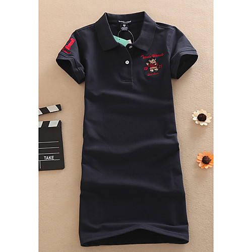 

Women's T Shirt Dress Tee Dress Short Mini Dress Watermelon red 2007 black White Dark Blue Gray Short Sleeve Letter Print Summer Shirt Collar Elegant 2021 M L XL XXL XXXL