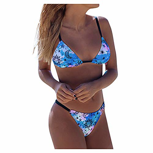 

allywit women sexy bandage blue bikini set push-up cute brazilian swimwear beachwear swimsuit bathing suit