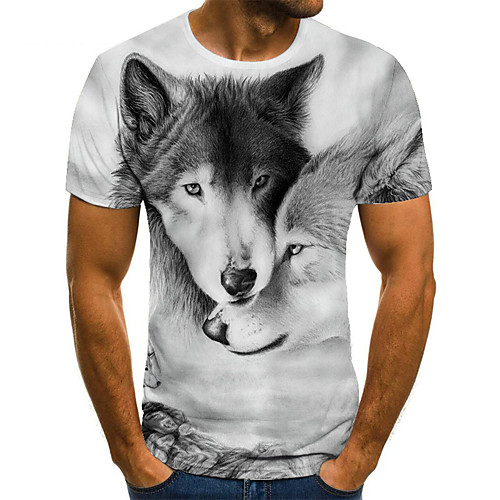 

Men's T shirt 3D Print Animal 3D Print Print Short Sleeve Casual Tops Casual Fashion Black / White