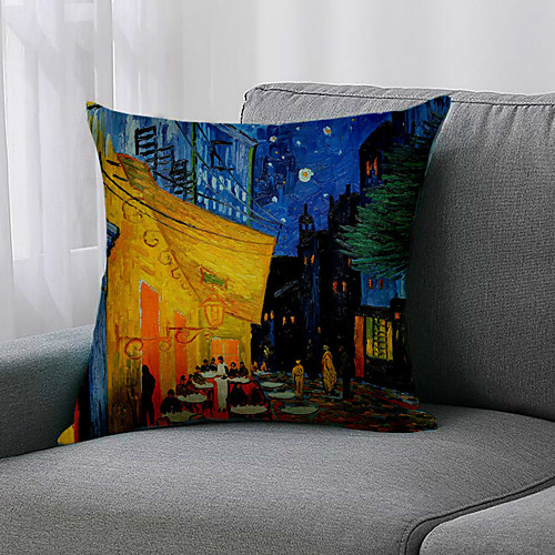

Double Side 1 Pc Colour Block Cushion Cover Print 45x45cm Linen for Sofa Bedroom