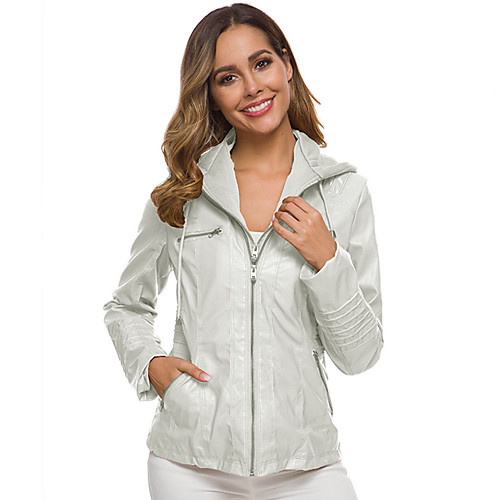 

Women's Solid Color Modern Style Casual Spring & Fall Jacket Regular Street Long Sleeve PU Leather Coat Tops Camel