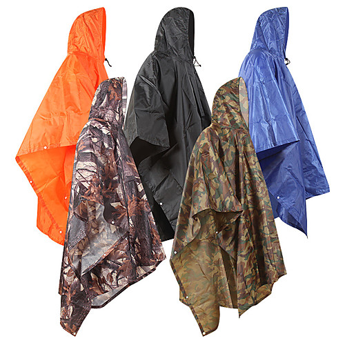 

Women's Men's Rain Poncho Waterproof Hiking 3-in-1 Jacket Rain Jacket Winter Outdoor Solid Color Waterproof Lightweight Windproof Breathable Raincoat Poncho Top Fishing Climbing Beach Black Blue