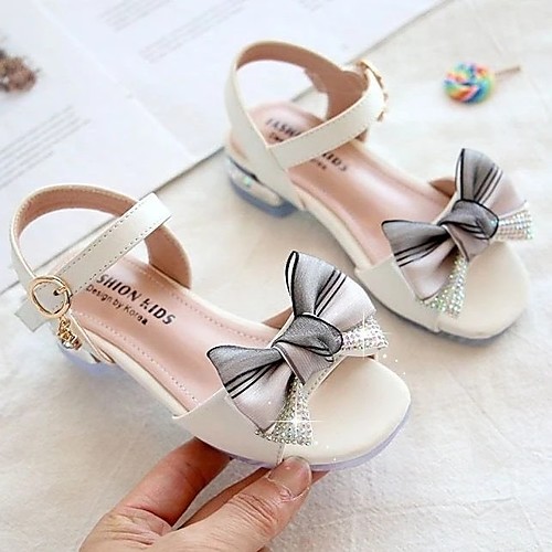 

Girls' Sandals Flower Girl Shoes Princess Shoes School Shoes Rubber PU Little Kids(4-7ys) Big Kids(7years ) Daily Party & Evening Walking Shoes Rhinestone Bowknot Sparkling Glitter Pink Beige Spring