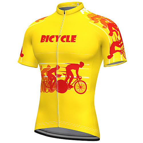 

21Grams Men's Short Sleeve Cycling Jersey Spandex Yellow Bike Top Mountain Bike MTB Road Bike Cycling Breathable Quick Dry Sports Clothing Apparel / Athleisure