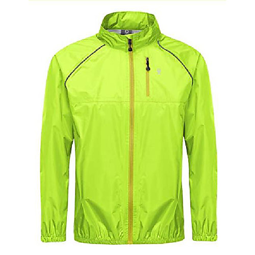 

men's waterproof cycling bike jacket, running golf rain jacket, windbreaker, ultralight, packable yellow size l