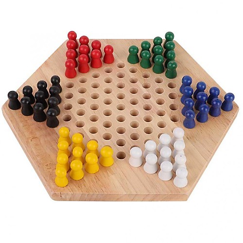 

checker game set-wood educational board kids classic halma, strategy family