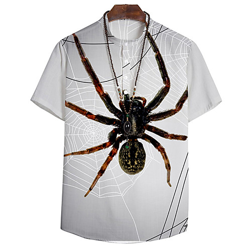 

Men's Shirt 3D Print Spider Animal Button-Down 3D Print Short Sleeve Daily Tops Casual Fashion White