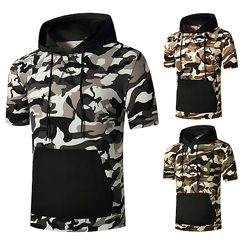 

Men's T shirt non-printing Camo / Camouflage Plus Size Short Sleeve Daily Tops Black / White Army Green Coffee