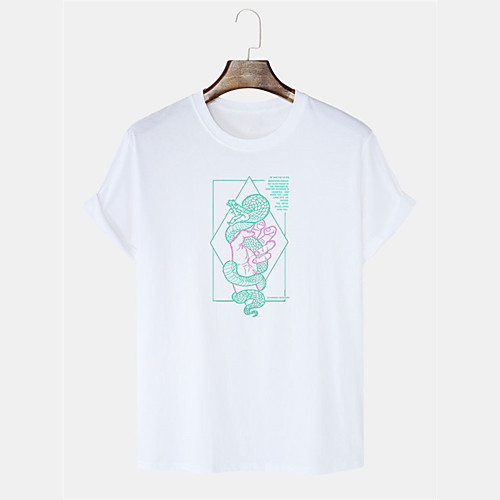 

Men's T shirt Hot Stamping Cartoon Graphic Prints Print Short Sleeve Daily Tops 100% Cotton Basic Casual White Black Blushing Pink