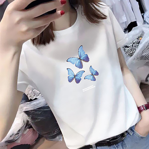 

Women's Tee / T-shirt Pure Color Crew Neck Spandex Butterfly Sport Athleisure Top Short Sleeves Breathable Soft Comfortable Everyday Use Casual Daily Outdoor