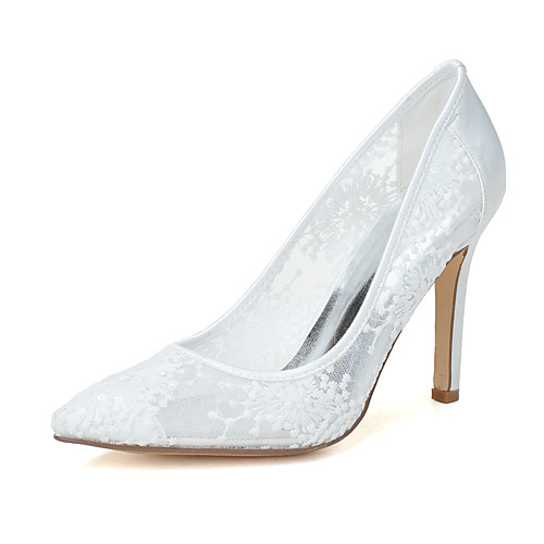 

Women's Wedding Shoes Stiletto Heel Pointed Toe Wedding Pumps Lace Floral White Black Pink