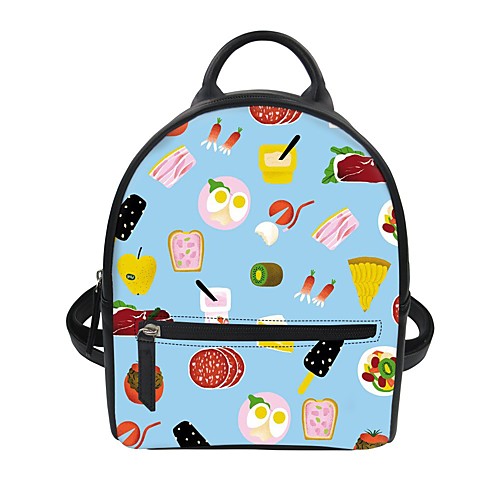 

Women's Unisex PU Leather School Bag Large Capacity Waterproof Zipper Character School Backpack White Blue Blushing Pink