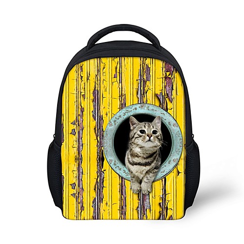 

Boys' Girls' Polyester Commuter Backpack Large Capacity Waterproof Zipper Animal School Blue Yellow Khaki