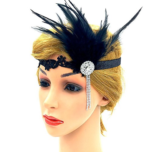

1920s Elegant Feather / Alloy Fascinators with Feather / Lace / Crystals 1 Piece Special Occasion / Party / Evening Headpiece