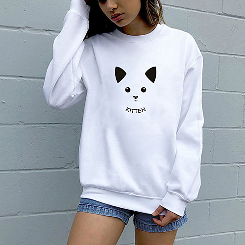 

Women's Sweatshirt Pullover Pure Color Crew Neck Cat Sport Athleisure Sweatshirt Top Long Sleeve Breathable Soft Comfortable Everyday Use Street Casual Daily Outdoor