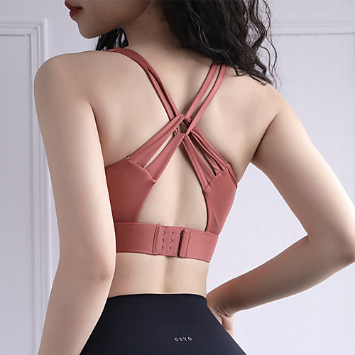 

Women's Sports Bra Running Bra Wirefree Spandex Yoga Fitness Adjustable Breathable Soft Padded Light Support Blue Pink Light Pink Solid Colored / Micro-elastic