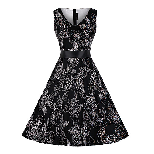 

Audrey Hepburn Retro Vintage Dress Women's Costume Black Vintage Cosplay Event / Party Daily Wear Sleeveless A-Line