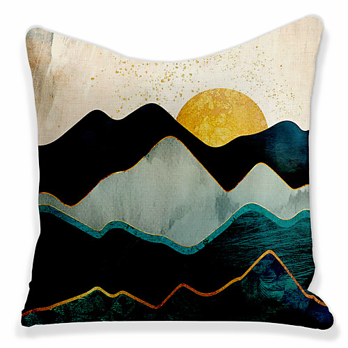 

1Pc Landscape Painting Cushion Cover Double Side Print 45x45cm Linen for Sofa Bedroom