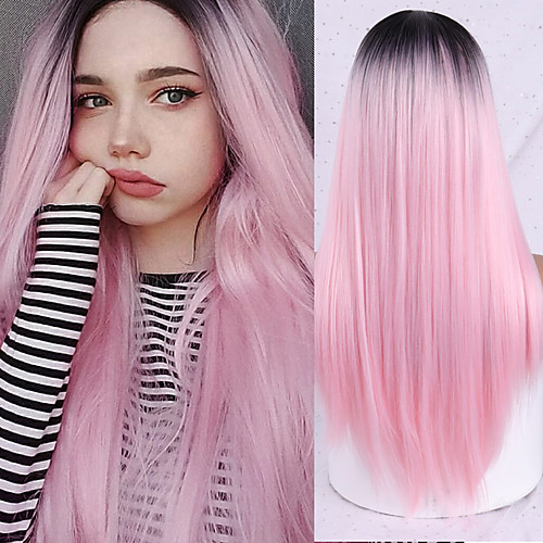 

Synthetic Wig Natural Straight Middle Part Wig Medium Length A10 A11 A12 A1 A2 Synthetic Hair Women's Cosplay Party Fashion Black Pink