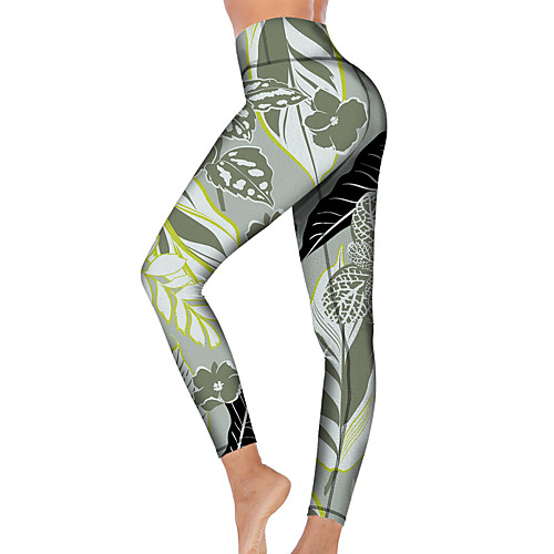 

21Grams Women's High Waist Yoga Pants Cropped Leggings Tummy Control Butt Lift Breathable Green Fitness Gym Workout Running Sports Activewear High Elasticity