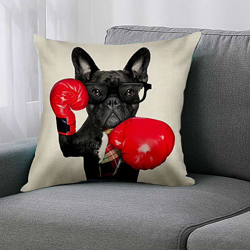 

1 Pc Animal Style Cushion Cover Double Side Print 45x52cm Linen for Sofa Bedroom