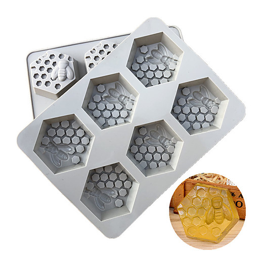 

3D Bee Honeycomb Soap Molds 6 Cavities Hexagon Silicone DIY Molds for Honeycomb Cake Wedding Party Decorating