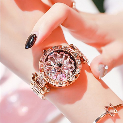 

Women's Steel Band Watches Analog Quartz Stylish Floral Style Luxury Water Resistant / Waterproof Diamond