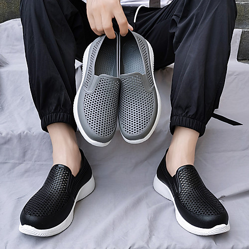 

Men's Loafers & Slip-Ons Casual Outdoor Upstream Shoes PVC Breathable Non-slipping Wear Proof Black Gray Summer