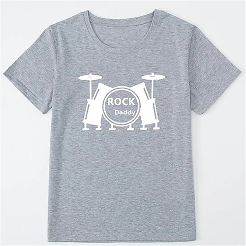 

Men's Unisex T shirt Hot Stamping Musical Instrument Drum Plus Size Print Short Sleeve Casual Tops 100% Cotton Basic Casual Fashion Gray