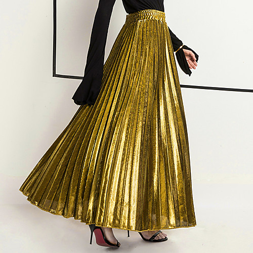 

Women's Birthday Party Festival Streetwear Party Skirts Solid Colored Sequins Pleated Black Blue Red
