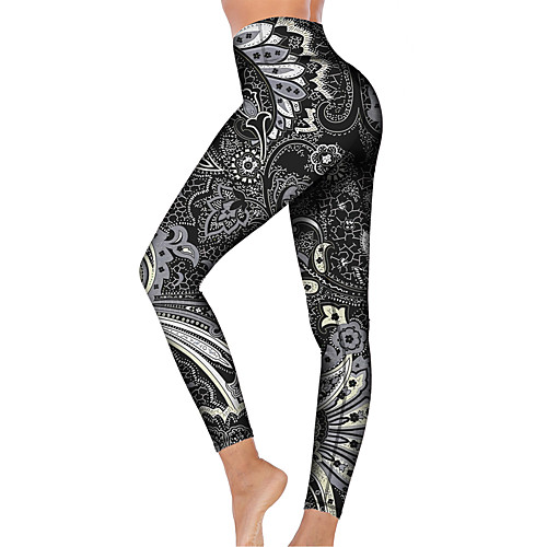 

21Grams Women's High Waist Yoga Pants Cropped Leggings Tummy Control Butt Lift Breathable Black Fitness Gym Workout Running Winter Sports Activewear High Elasticity