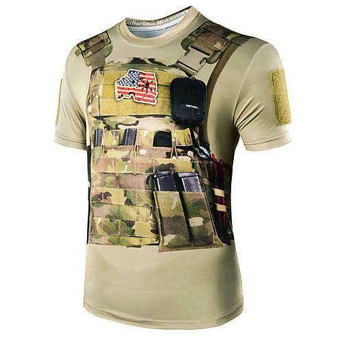 

Men's Hunting T-shirt Camo / Camouflage Short Sleeve Outdoor Summer Breathability Wearable Quick Dry Soft Polyester Camouflage
