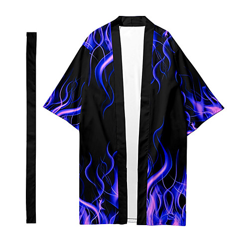 

Men's Shirt 3D Print Flame 3D Print Short Sleeve Daily Tops Casual Fashion Hawaiian Purple