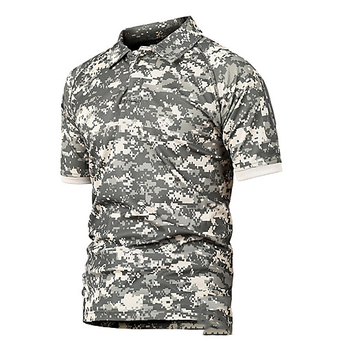 

Men's Hunting T-shirt Camo / Camouflage Short Sleeve Outdoor Summer Breathability Wearable Quick Dry Soft Polyester Black Army Green Camouflage Blue Khaki