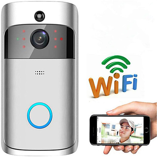 

Wireless Doorbell WiFi Video Smart Talk Door Ring Security HD Camera Bell With 32GB memory and 2 Chargeable battery, Black Chrome Color