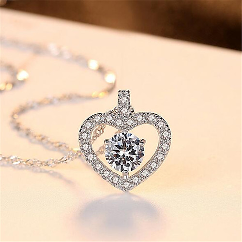 

Women's Pendant Necklace Charm Necklace Classic Heart Precious Fashion Zircon Copper Silver Plated Silver 45 cm Necklace Jewelry 1pc For Christmas Wedding Party Evening Street Gift