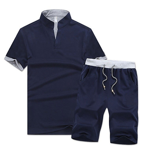 

Men's Sweatsuit 2 Piece Set Pure Color Stand Collar Sport Athleisure Clothing Suit Short Sleeves Breathable Soft Comfortable Exercise & Fitness Everyday Use Outdoor Fitness Exercising / 2pcs / pack